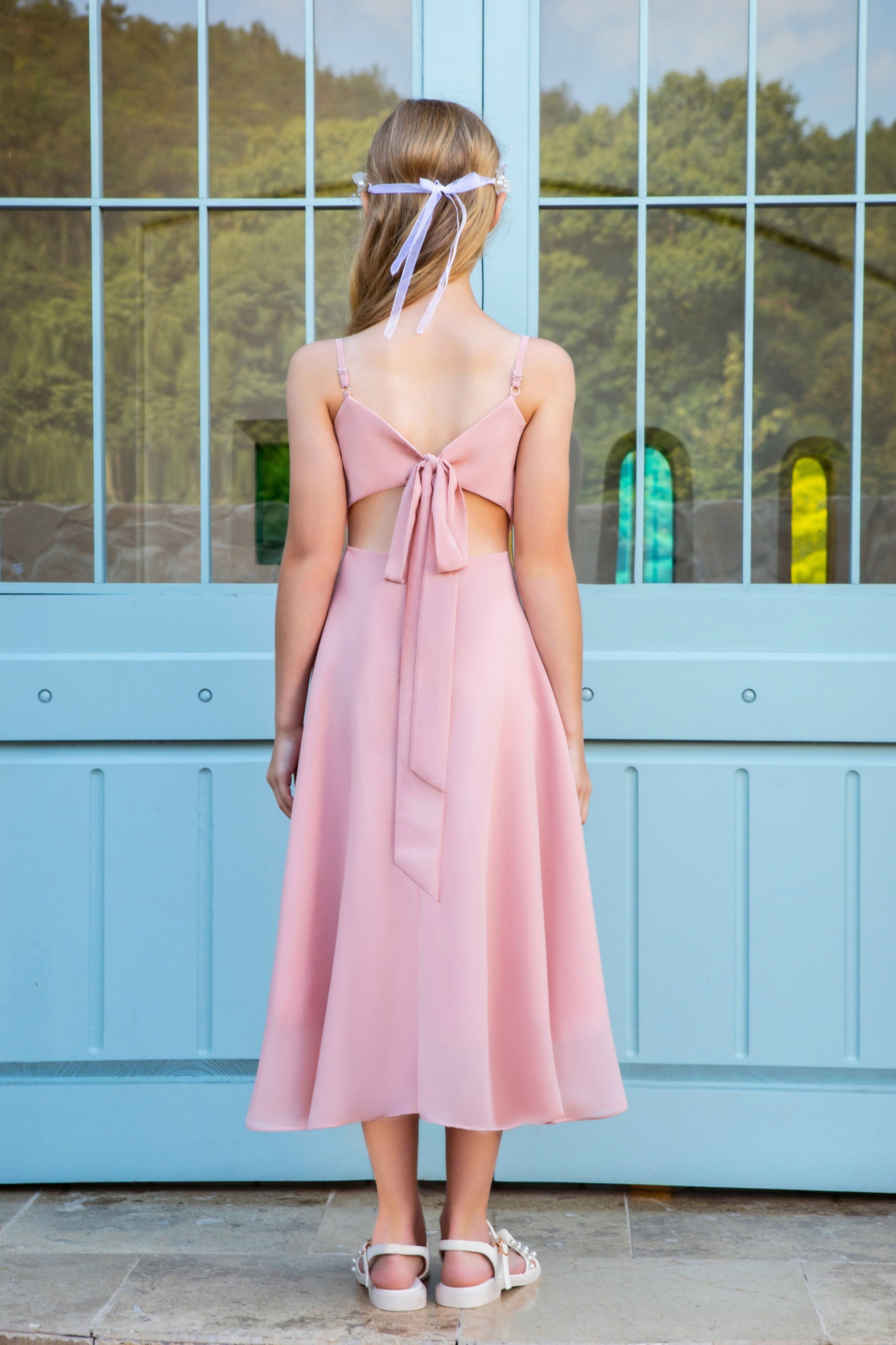 Spaghetti strap Junior Bridesmaid Dresses Chiffon Flower Girl Dress