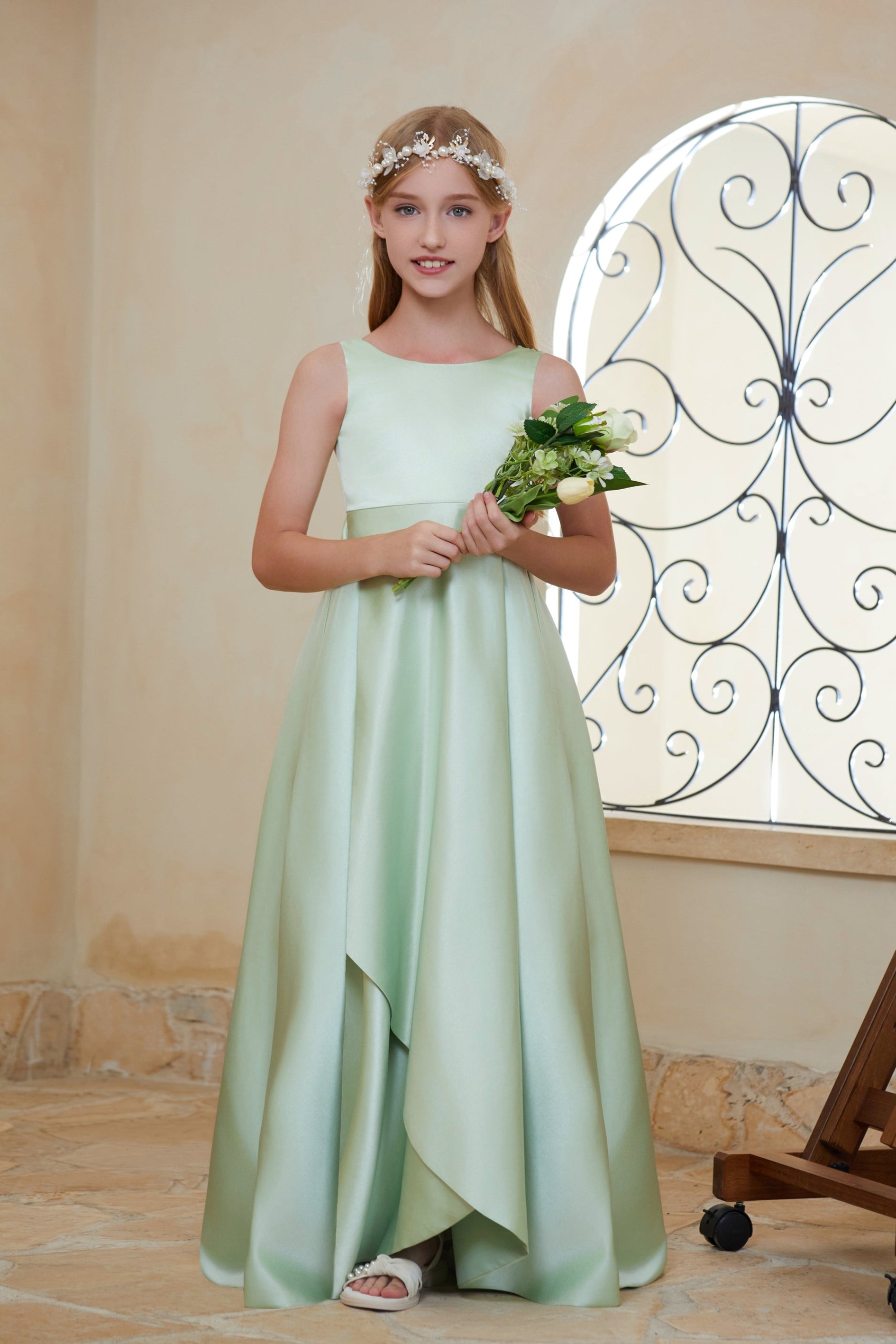Gorgeous Satin Bows Flower Girl Gown Dress