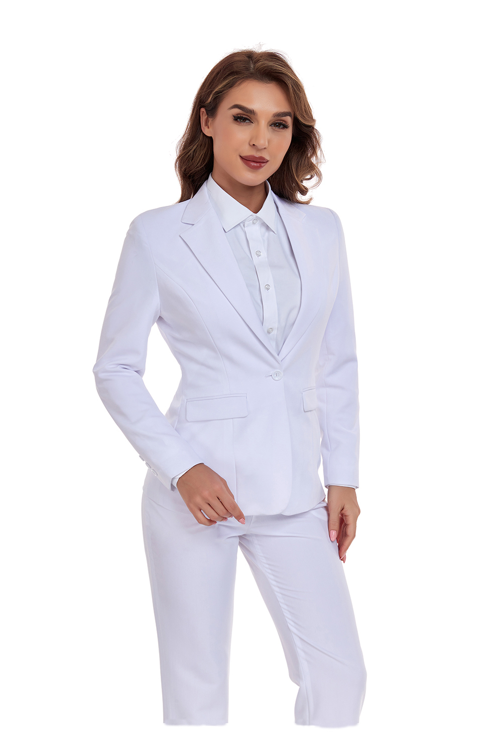 Women's White Office Work 2 Piece Suit