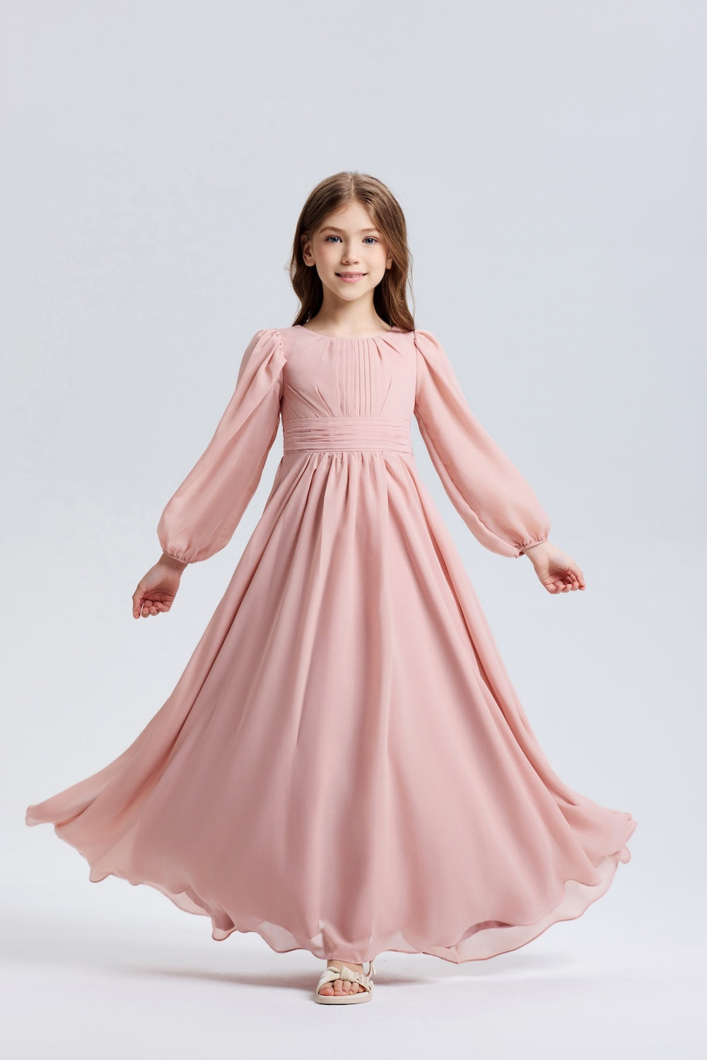 Graceful Pleated Chiffon Flower Girl Dress