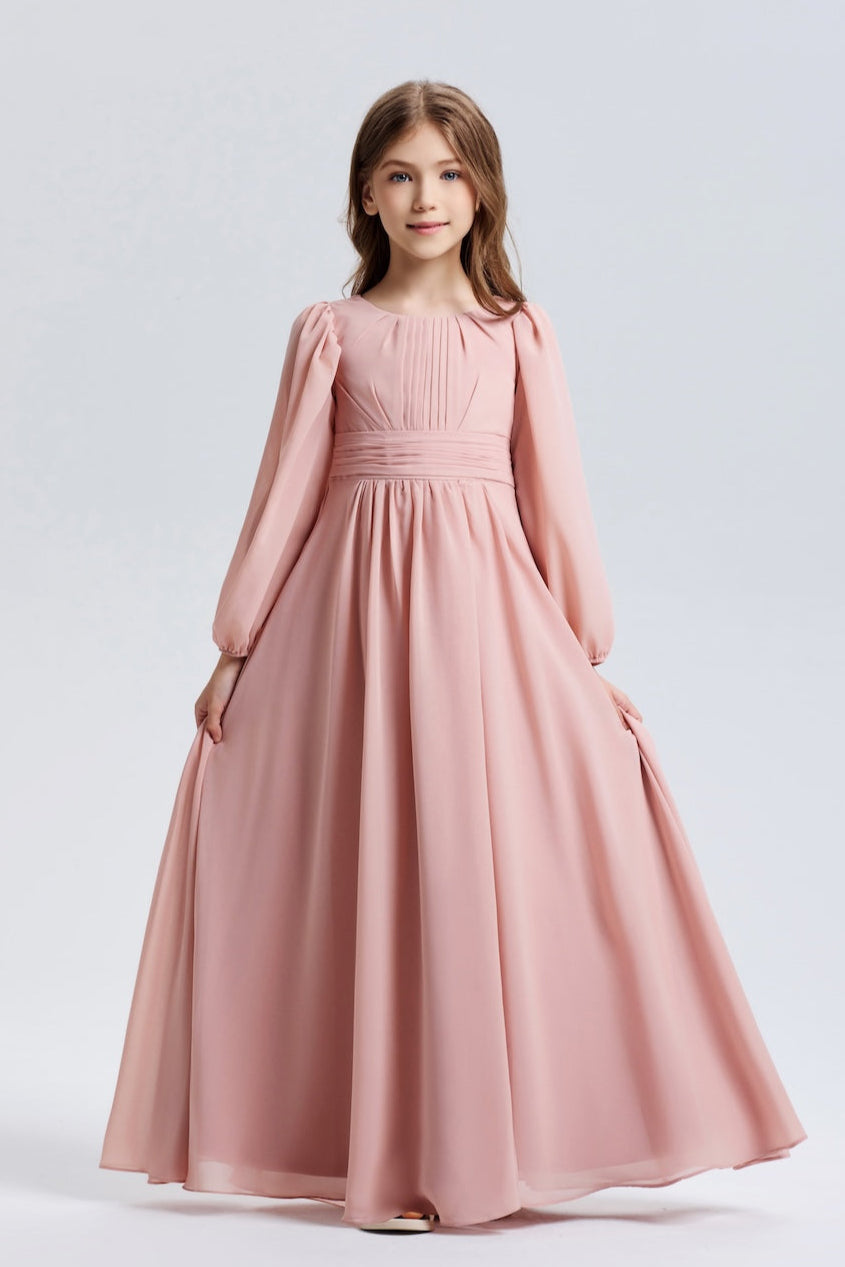 Graceful Pleated Chiffon Flower Girl Dress