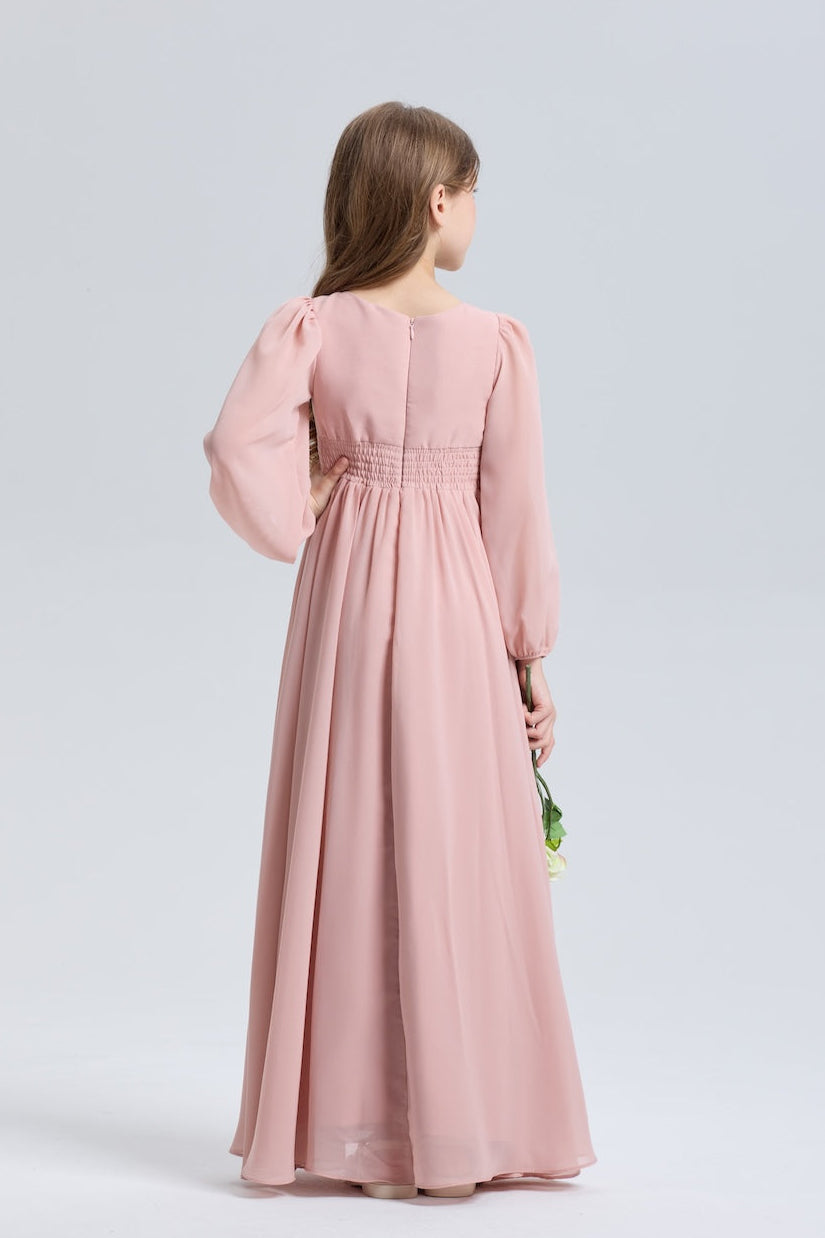 Graceful Pleated Chiffon Flower Girl Dress