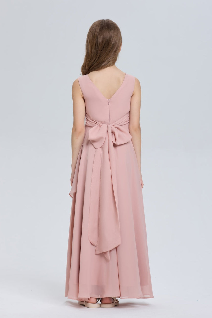 Dreamy Sleeveless Ruched Chiffon Flower Girl Dress