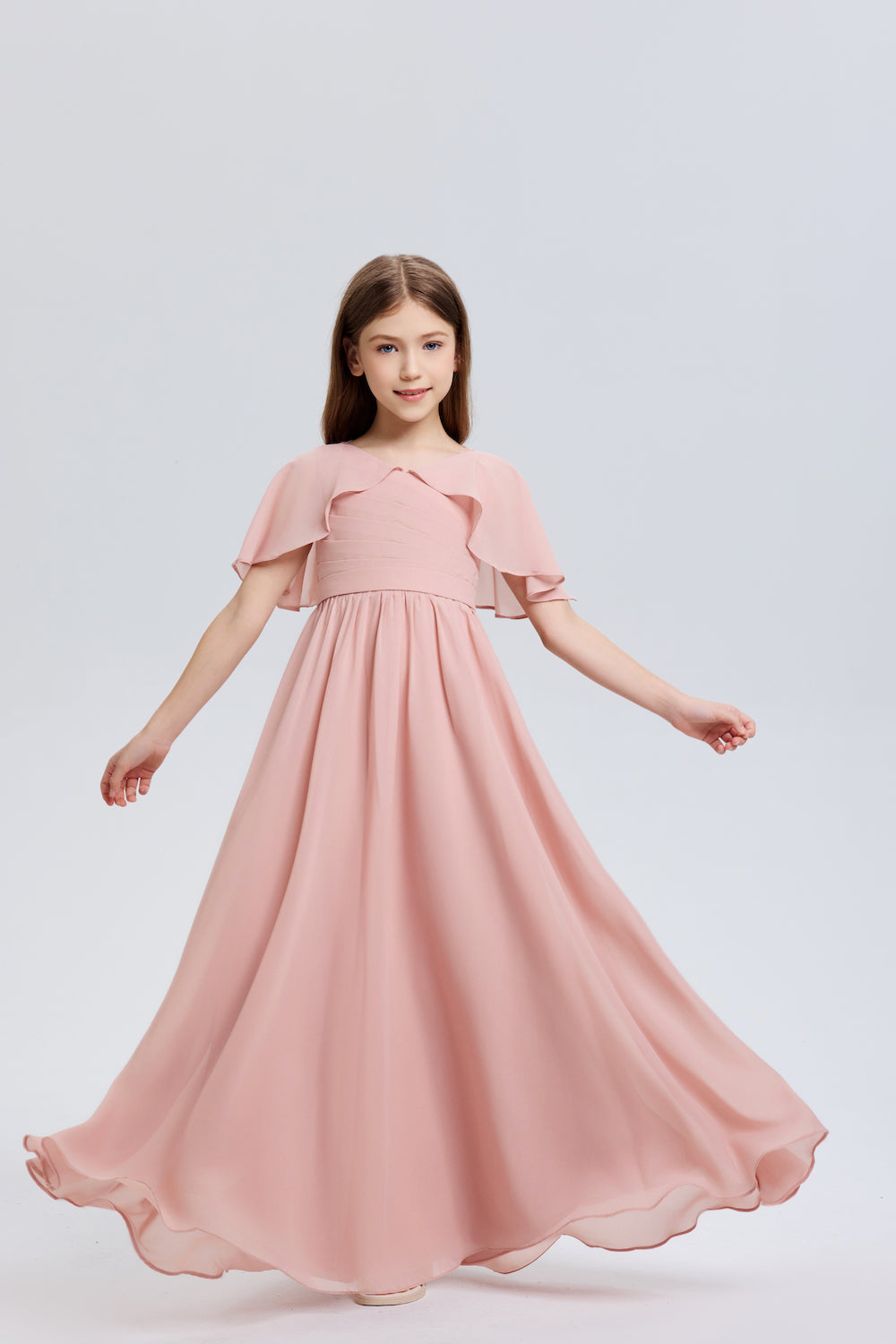 Elegant A-Line Ruched V-Neck Chiffon Dress