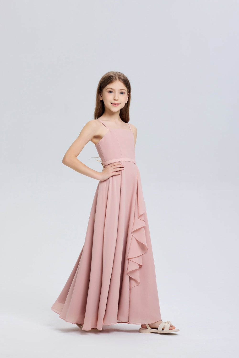 Charming Spaghetti Straps Chiffon Flower Girl Dress