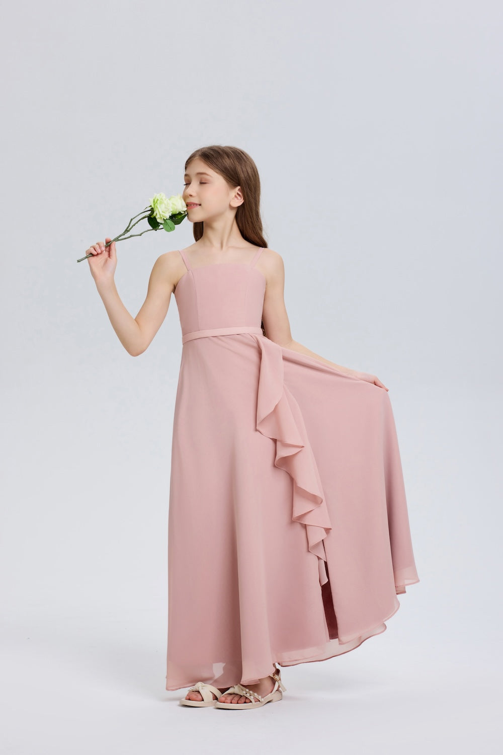 Charming Spaghetti Straps Chiffon Flower Girl Dress