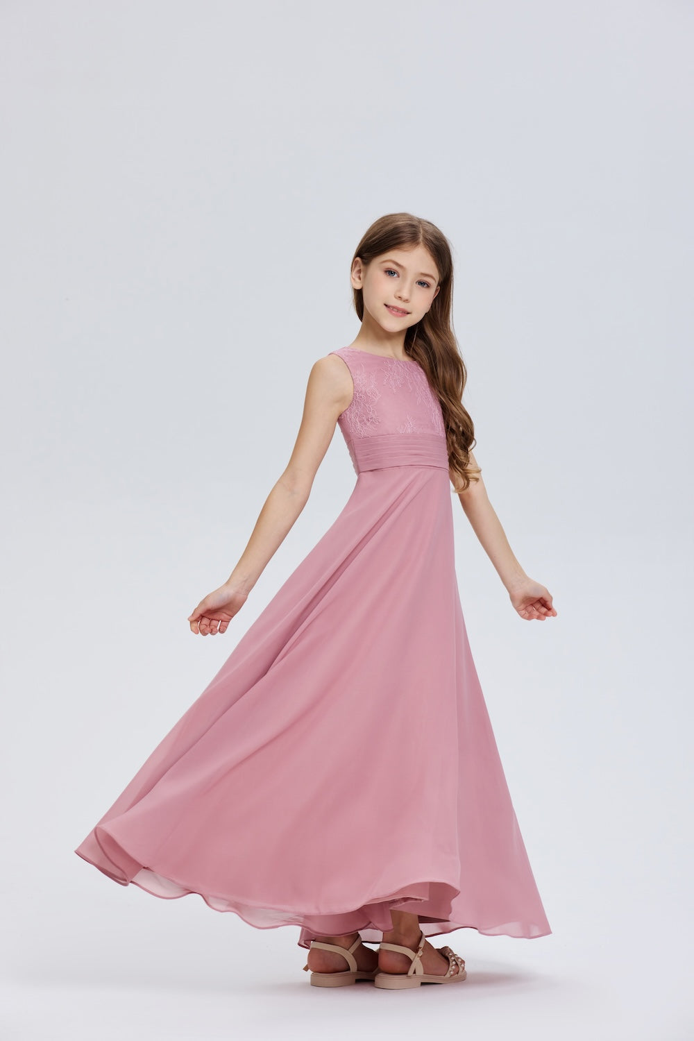 Elegant Sleeveless Chiffon Flower Girl Dress