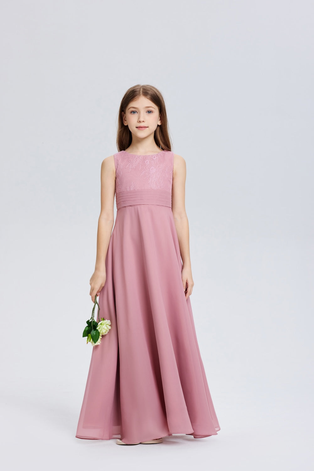 Elegant Sleeveless Chiffon Flower Girl Dress