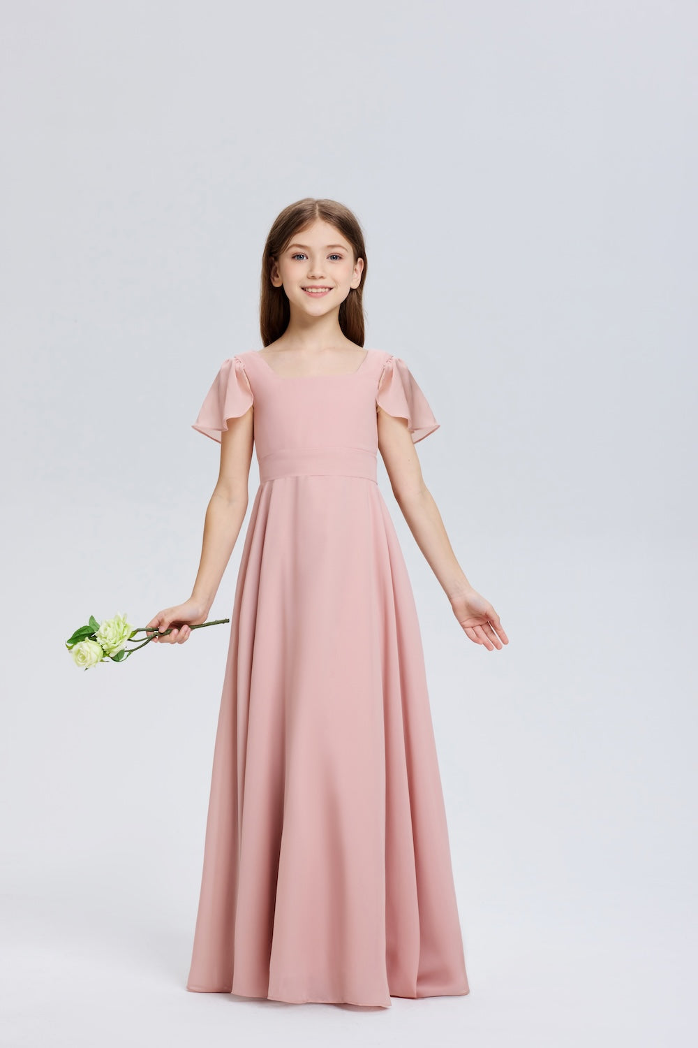 Pink A-Line Ruched Chiffon Dress