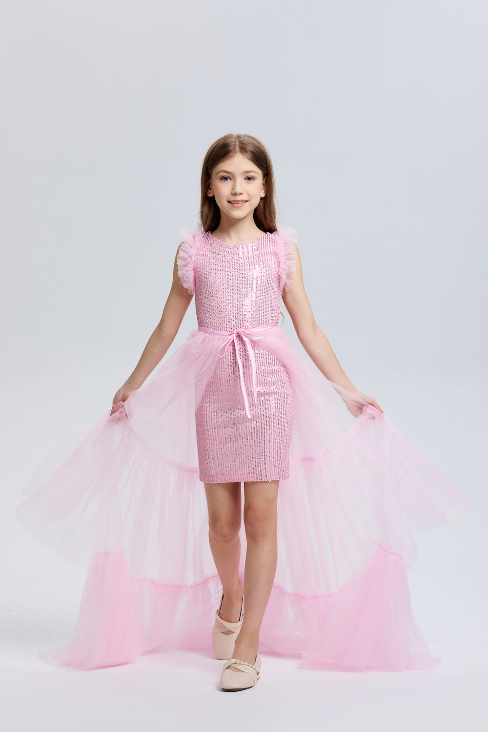 Sequined Sleeveless Fashion Flower Girl Dress