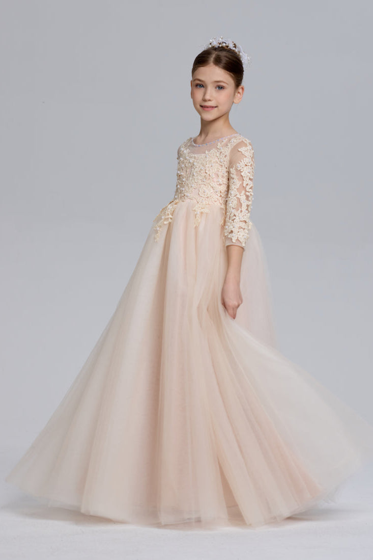 Elegant Princess A-Line Tulle Flower Girl Dress