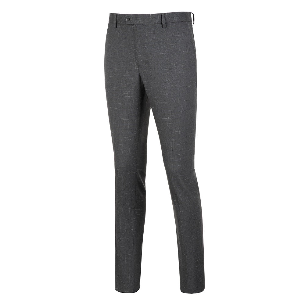 Grey plaid formal pants for men – slim fit with subtle windowpane pattern