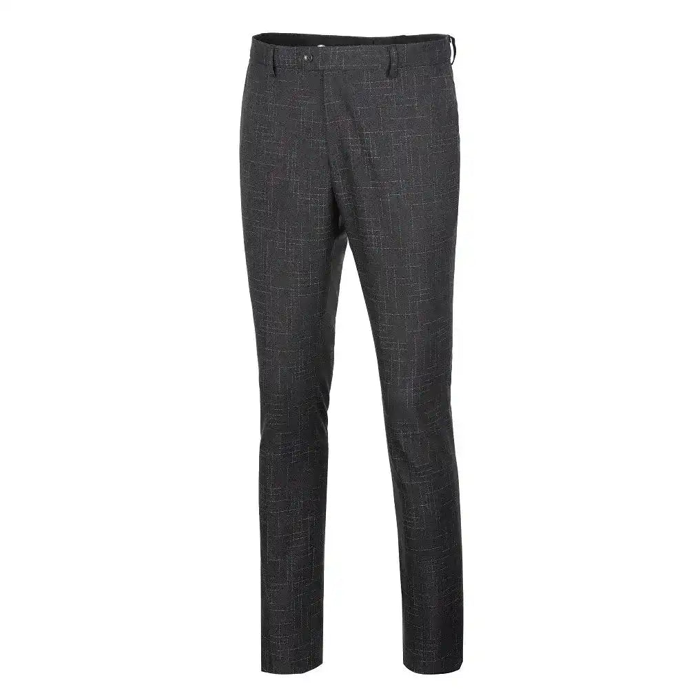 Tailored black plaid trousers for men – grid check slim fit pants