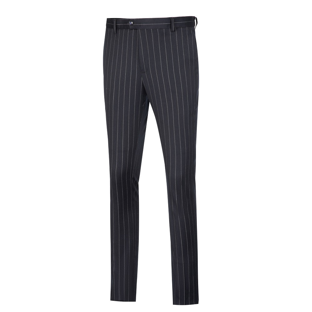 Navy stripe men's dress pants for party - vertical stripes, formal fit