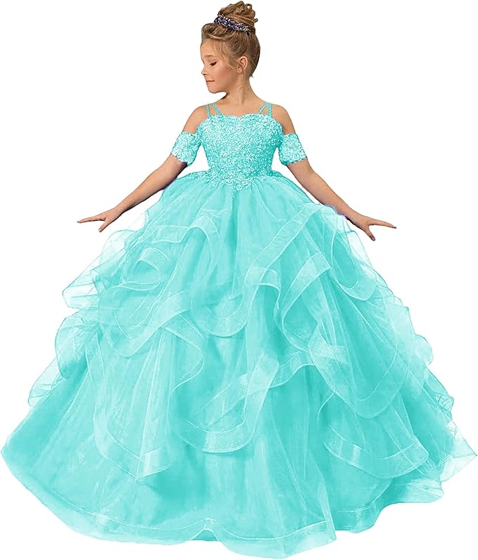 Tulle Flower Girl Dresses for Wedding Lace Applique Princess