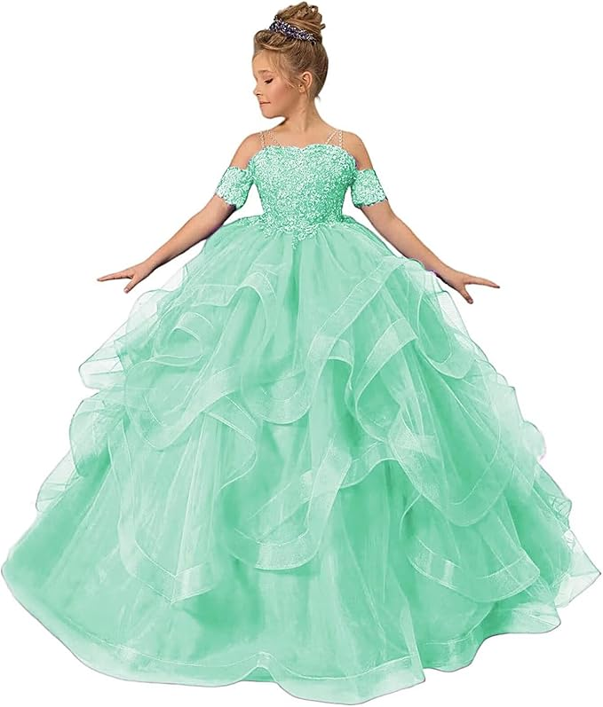 Tulle Flower Girl Dresses for Wedding Lace Applique Princess