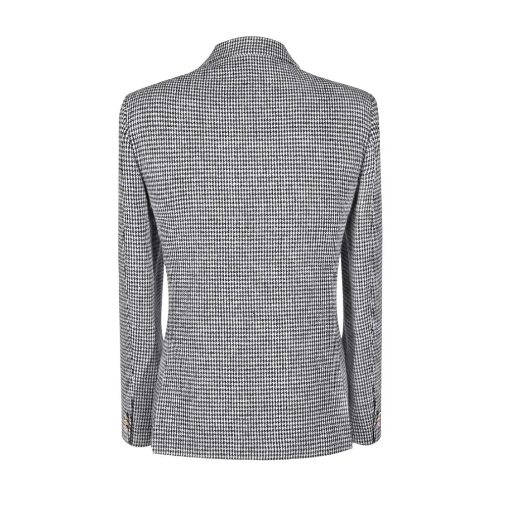 Houndstooth waistcoat with five-button closure and sharp V-neckline