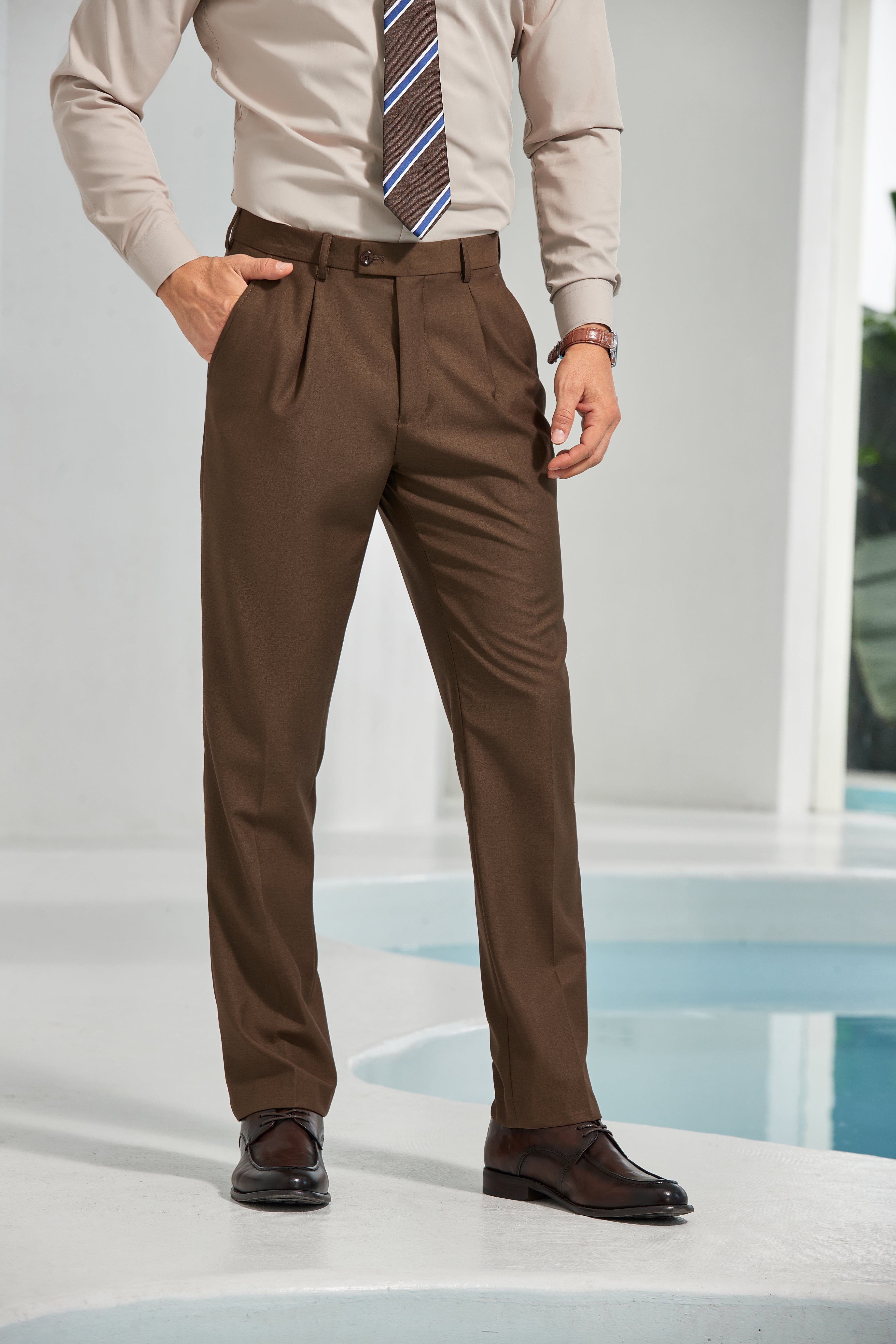 Coffee Men's Pants | Terylene Rayon Dress Trousers – wehilion