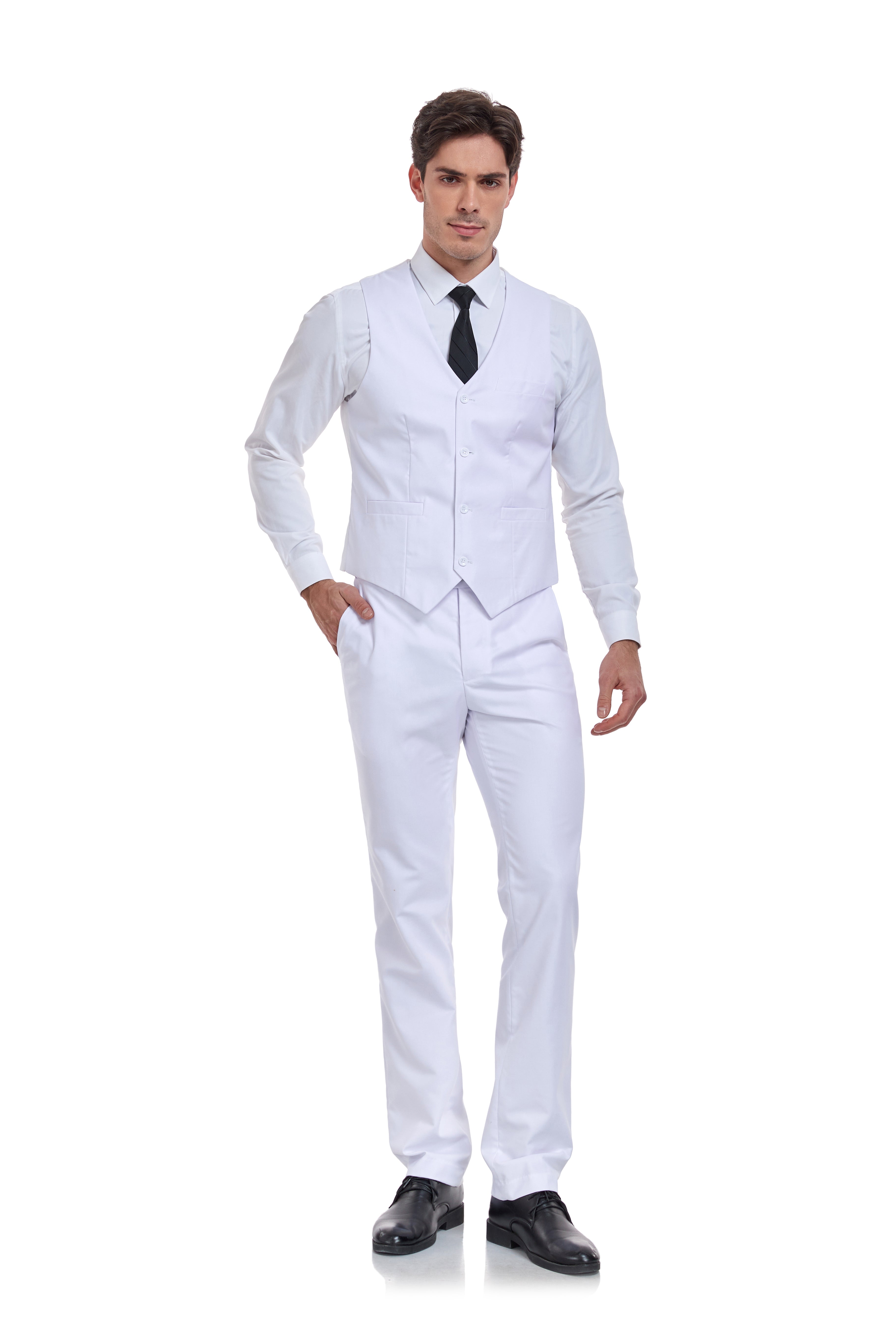 Slim fit White vest and pants combo – modern 2-piece outfit for formal or office occasions