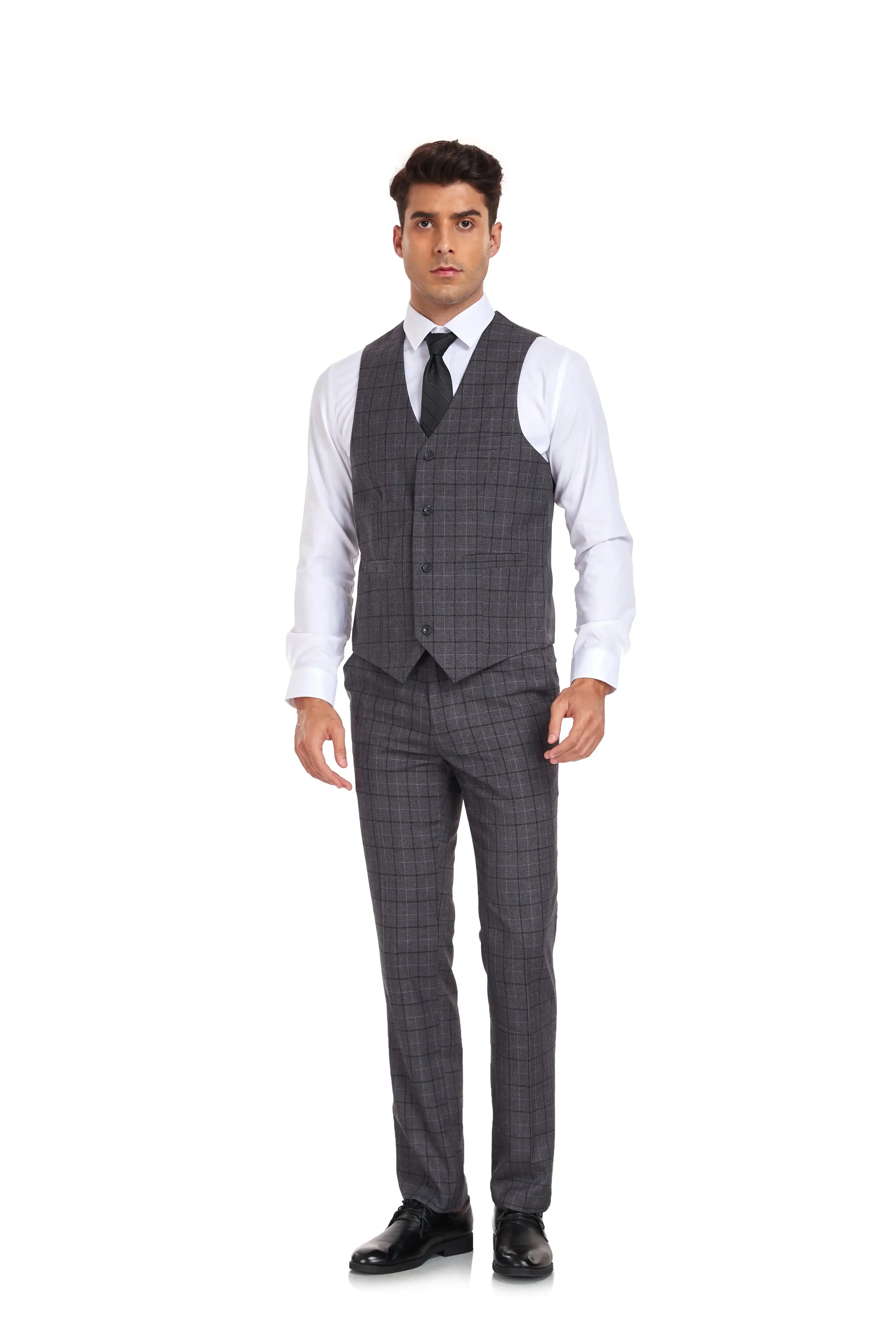 Grey plaid vest and pants set – men’s suit without jacket