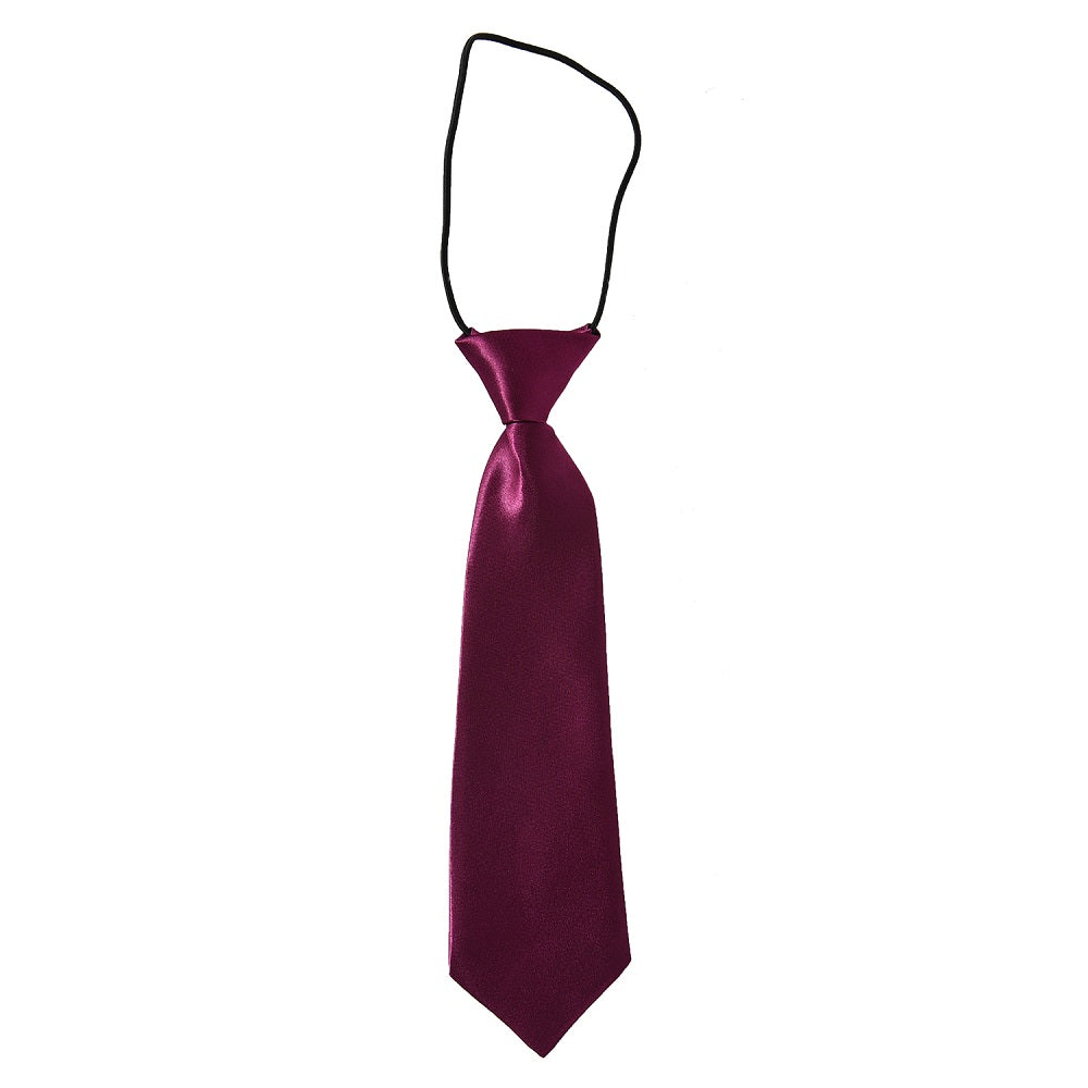 Wine Red Boys' Ties | Pre-Tied Adjustable Kids Necktie for School, Uniform & Graduation