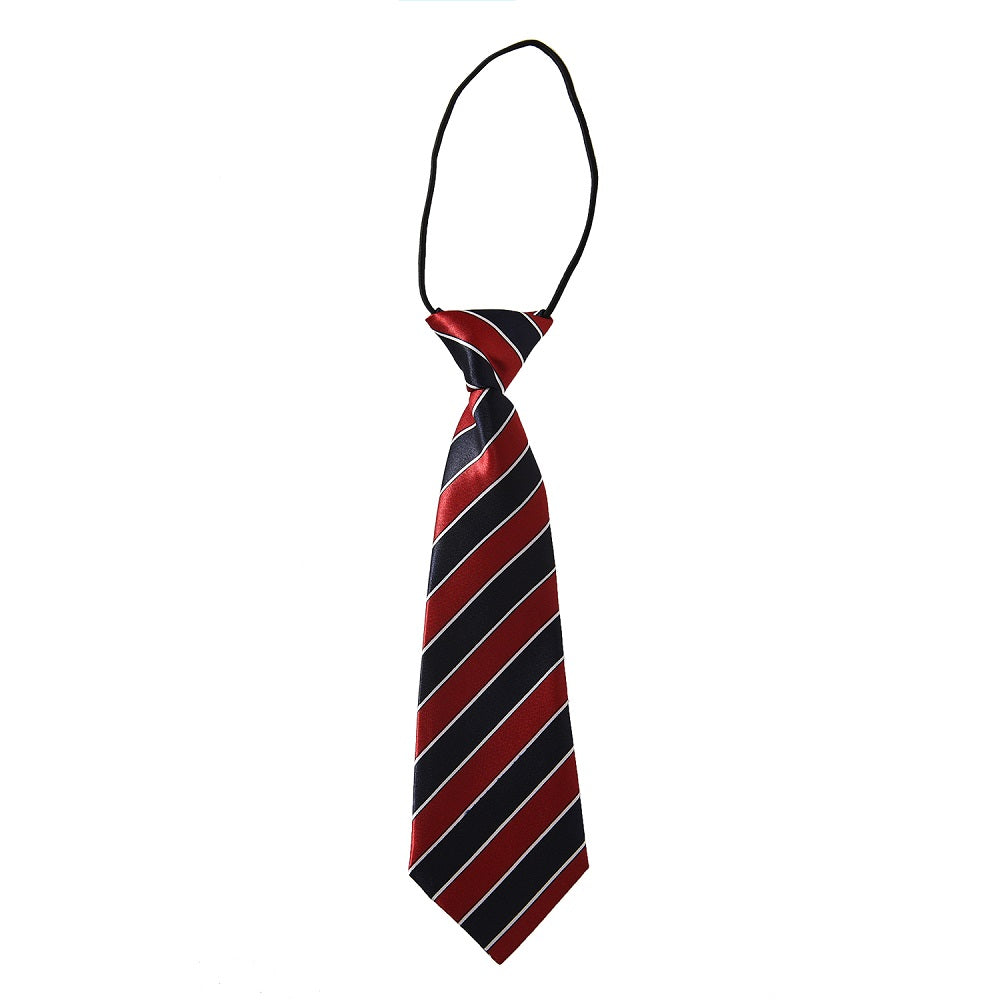 Boys' Red and Black Striped Tie | Pre-Tied Adjustable Necktie for Uniforms & Events
