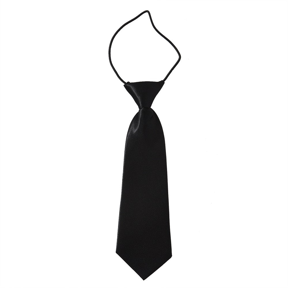Black School Ties for Boys | Pre-Tied Adjustable Kids Necktie for Graduation & Uniform