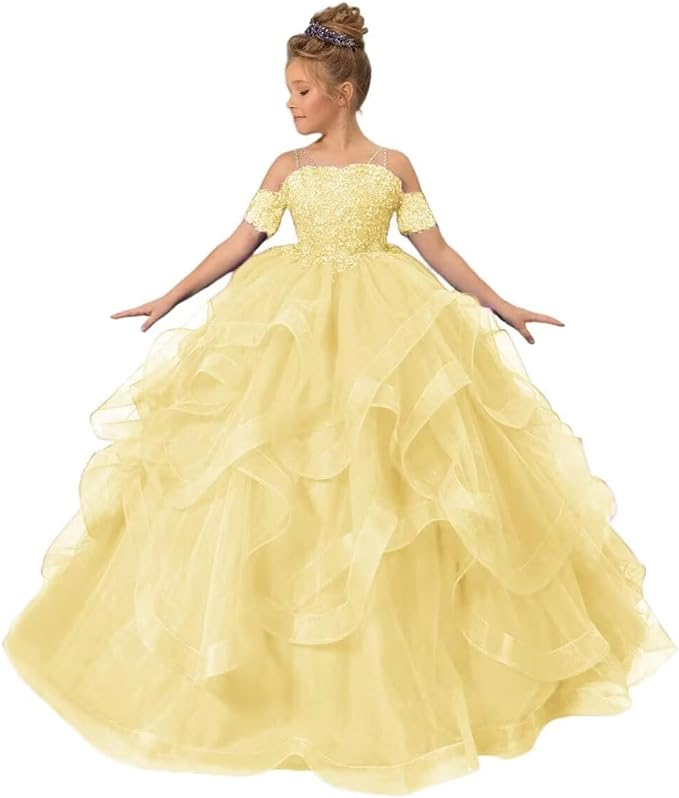 Tulle Flower Girl Dresses for Wedding Lace Applique Princess