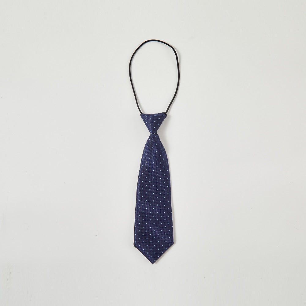 Boys Navy Polka Dot Tie | Pre-Tied Clip-On Necktie for School & Special Occasions