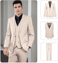 Load image into Gallery viewer, wehilion double breasted suit for men in beige featuring a modern fit with vest and trousers