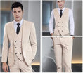 Load image into Gallery viewer, wehilion double breasted suit for men in beige with a stylish vest and slim-fit pants