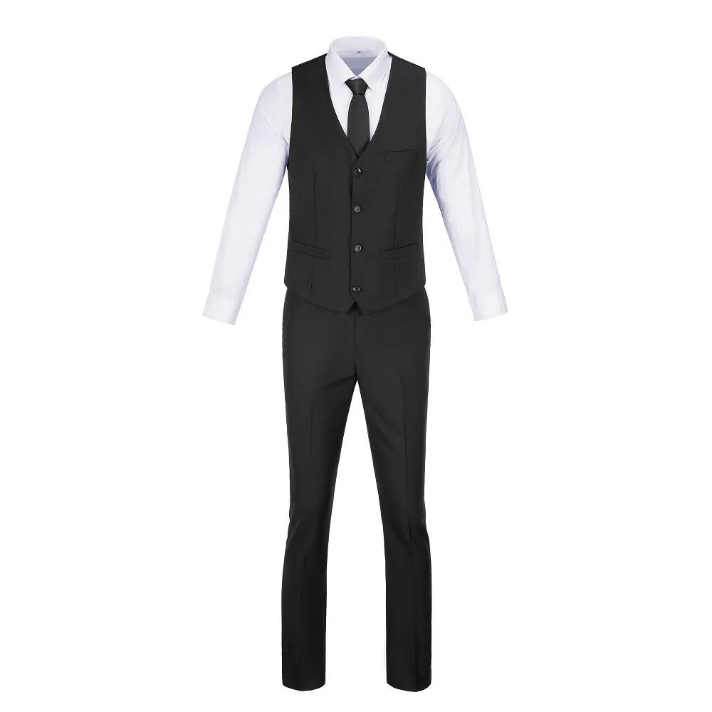 Black slim fit vest and trousers set for men – part of 3 piece formal wedding suit