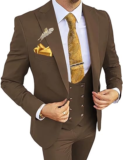 Brown formal 3 piece tuxedo for men – ideal for prom and weddings