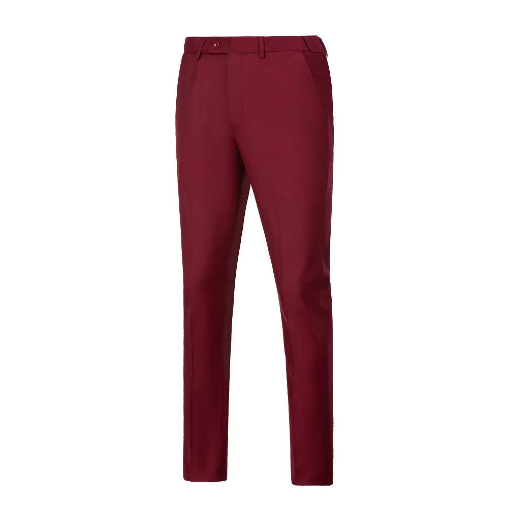 Burgundy slim fit men's trousers – part of modern 3 piece suit set