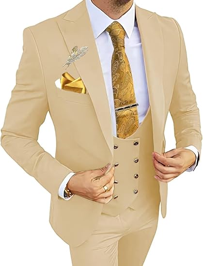 Champagne tuxedo suit – men’s slim fit double breasted 3 piece