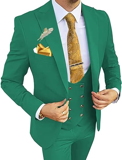 Men’s 3 piece formal tuxedo in cypress green – ideal for prom nights