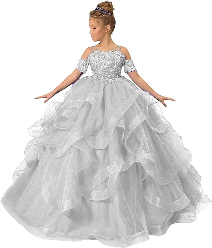 Tulle Flower Girl Dresses for Wedding Lace Applique Princess