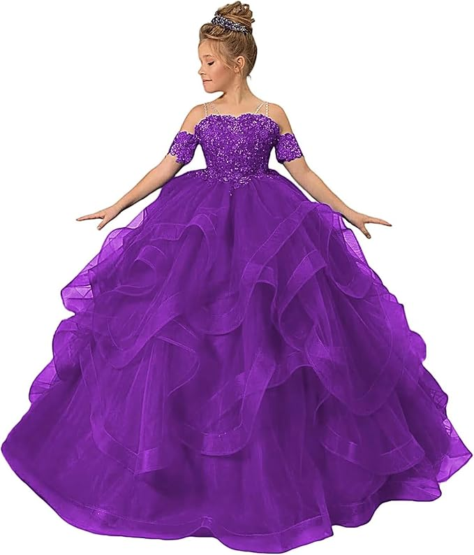 Tulle Flower Girl Dresses for Wedding Lace Applique Princess