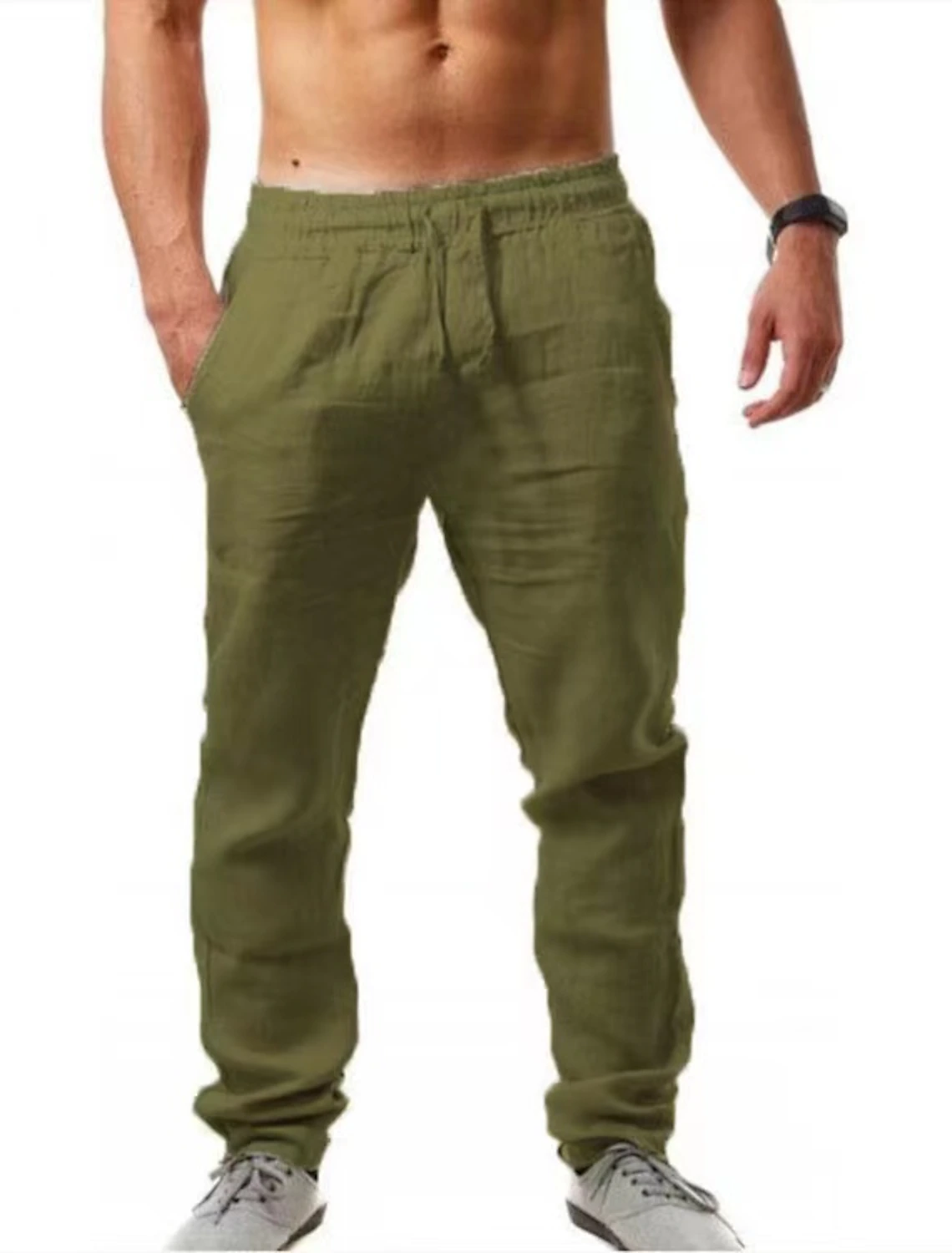 Men’s green linen casual trousers – airy and stylish option for daily summer wear