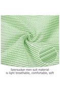 Load image into Gallery viewer, Close-up of green-and-white seersucker fabric texture with soft stripes for ultimate comfort.