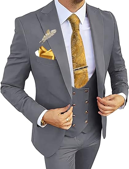 Slim fit grey 3 piece tuxedo for men – ideal for prom and banquets
