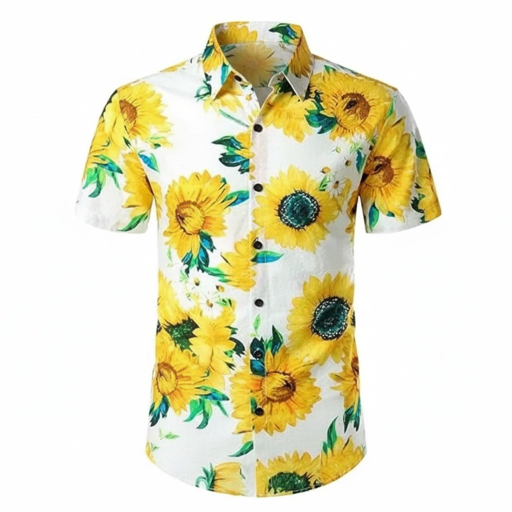 Men's Graphic Sunflower Party Outdoor Shirt