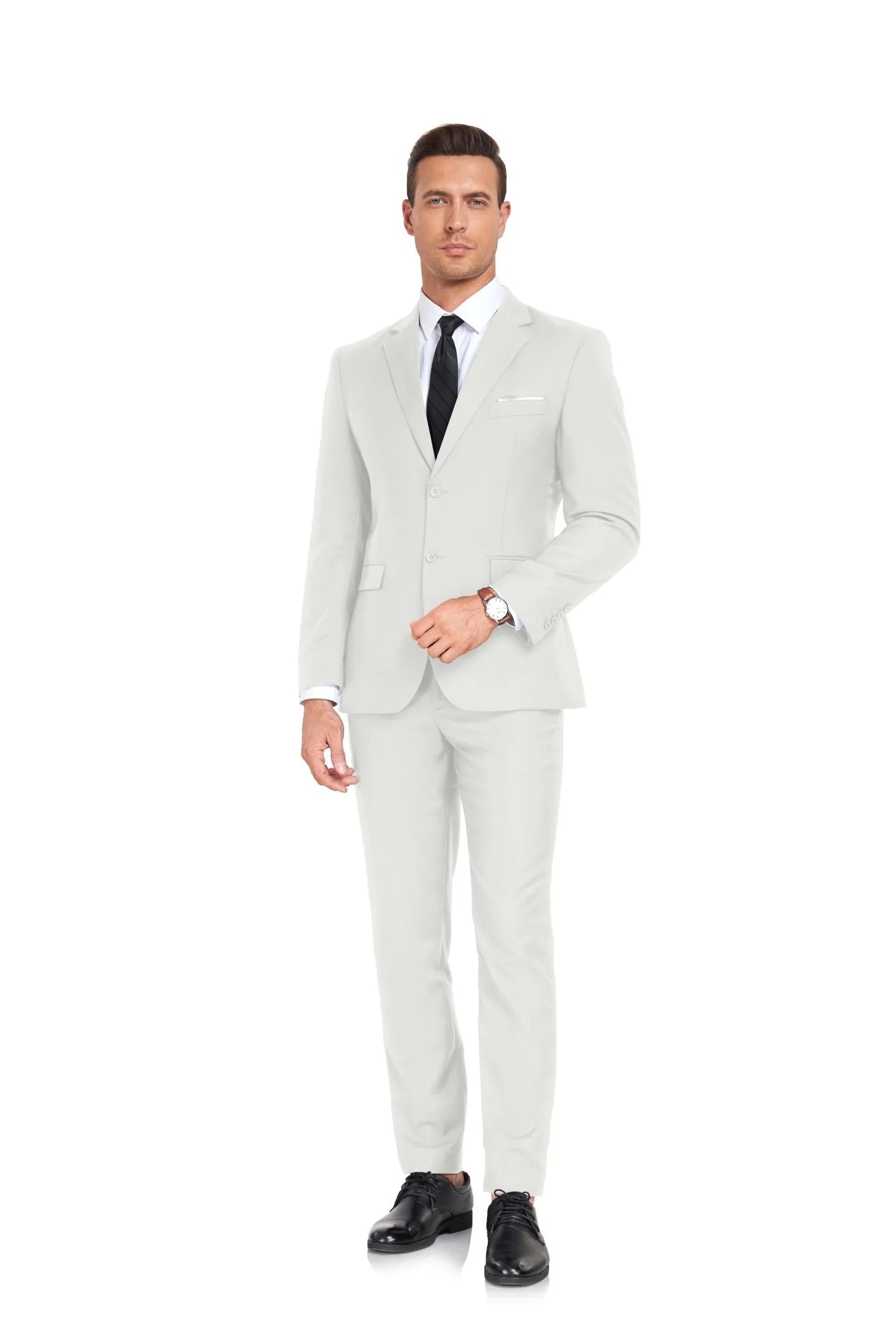 ivory two button 2 piece men's suit with tailored fit, classic formal style for weddings