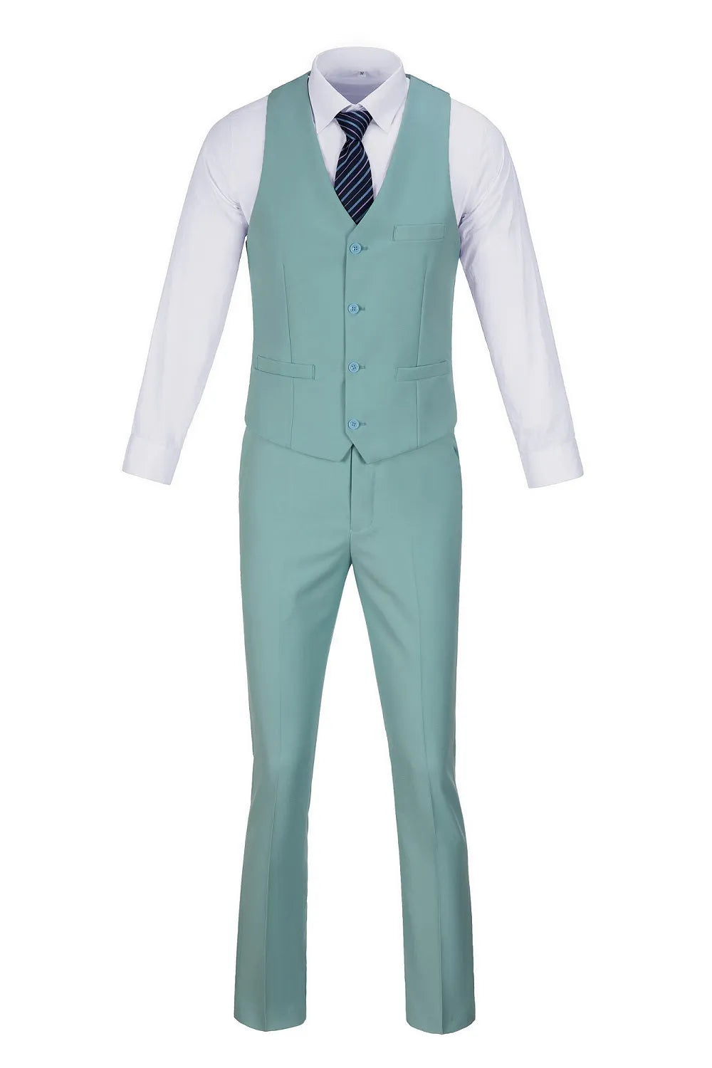 Mint green vest and trousers set for men – slim fit, part of 3 piece formal outfit