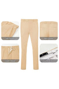 Load image into Gallery viewer, Orange-and-white striped seersucker pants with adjustable waist and zipper for a perfect summer fit.