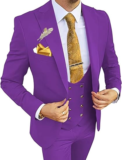 Purple slim fit tuxedo suit – 3 piece double breasted style for men