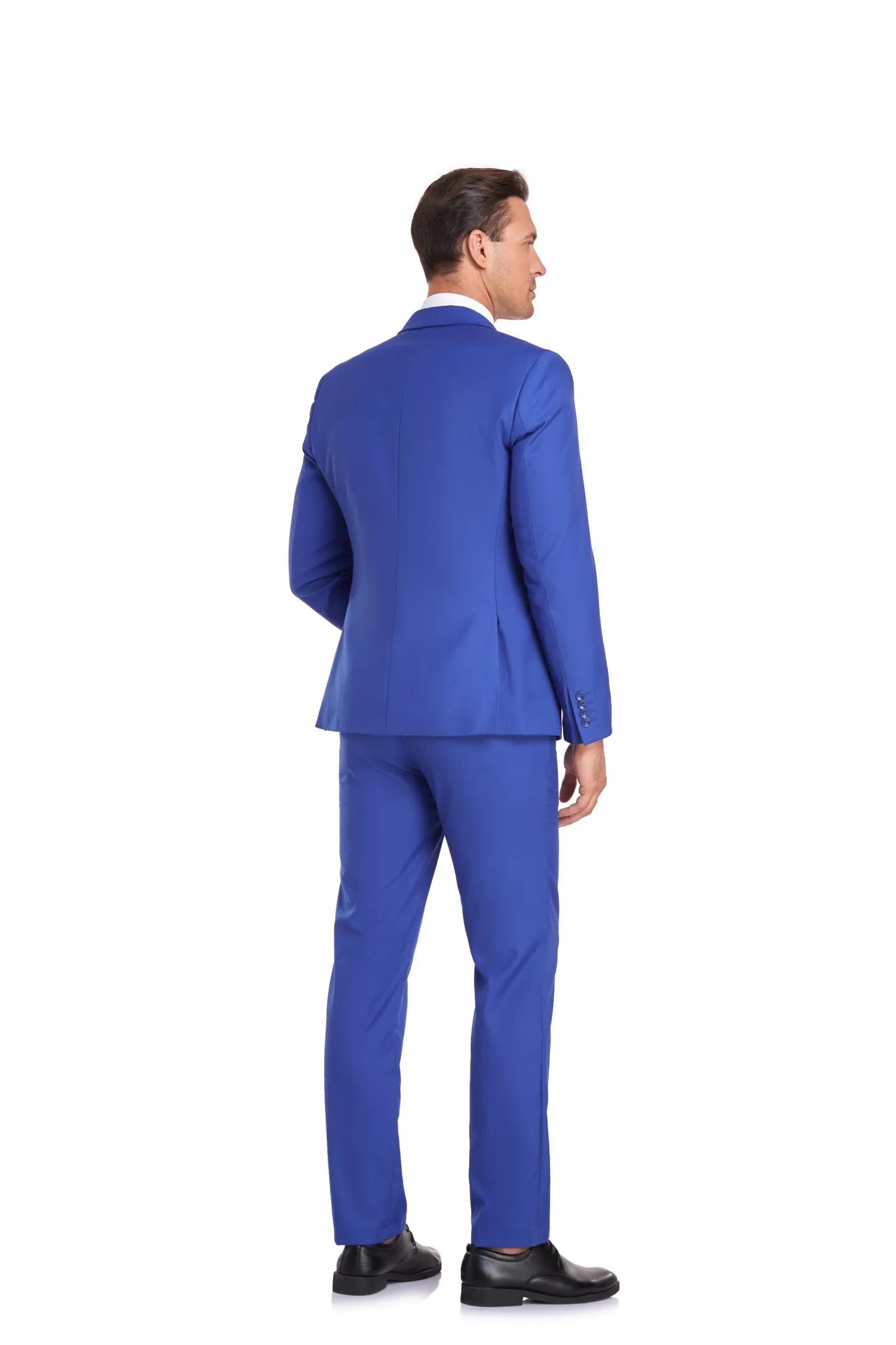 royal blue two button 2 piece men's suit with clean silhouette, standout modern formalwear