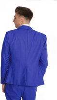Load image into Gallery viewer, back view of royal blue men's 3-piece suit – elegant tailored jacket with double-breasted vest and trousers