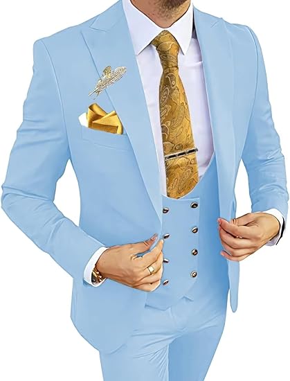 Light sky blue tuxedo for men – slim fit 3 piece prom suit