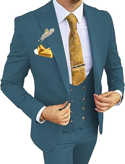 Teal slim fit tuxedo for men – 3 piece double breasted suit